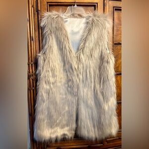 Silver Grey Faux Fur Vest, S/M